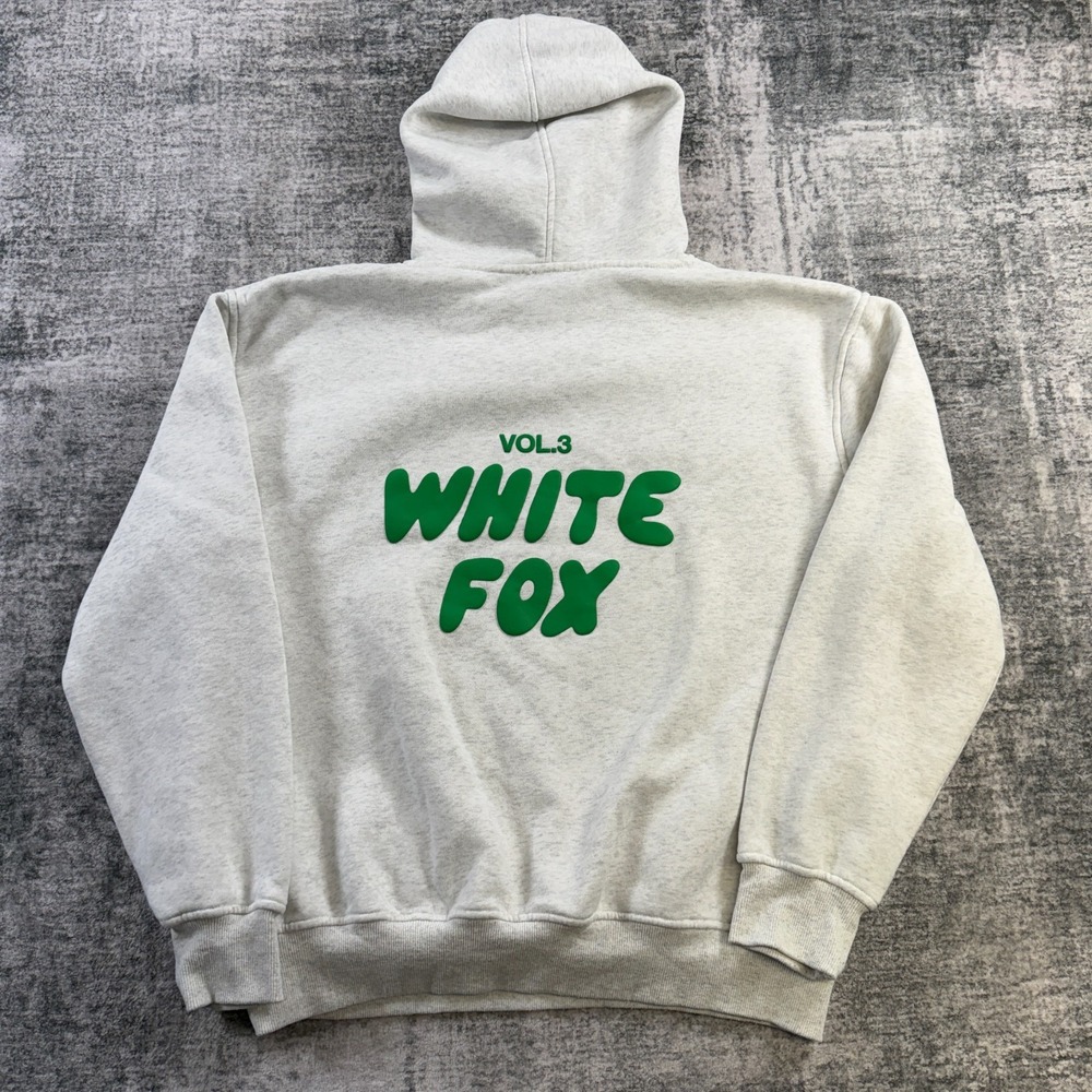 White Fox Vol 3 Offstage Hoodie Medium/Lage Gray Fleece Sweatshirt Boutique